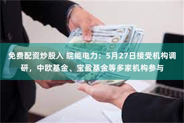 免费配资炒股入 皖能电力：5月27日接受机构调研，中欧基金、宝盈基金等多家机构参与