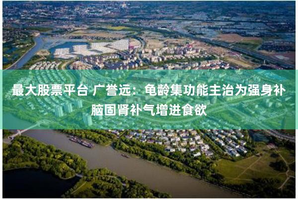 最大股票平台 广誉远：龟龄集功能主治为强身补脑固肾补气增进食欲