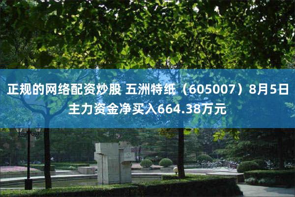 正规的网络配资炒股 五洲特纸（605007）8月5日主力资金净买入664.38万元