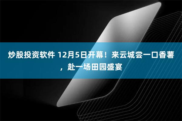 炒股投资软件 12月5日开幕！来云城尝一口香薯，赴一场田园盛宴
