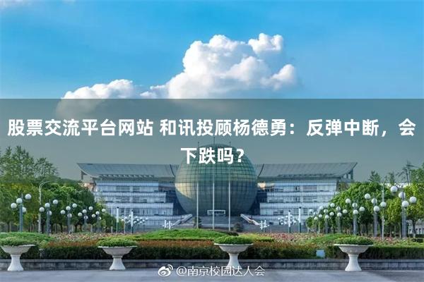 股票交流平台网站 和讯投顾杨德勇：反弹中断，会下跌吗？