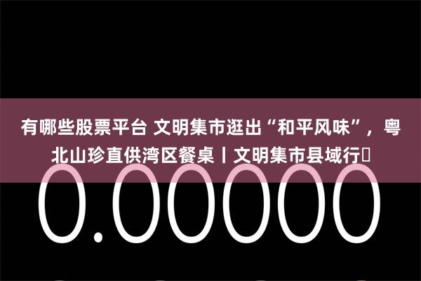 有哪些股票平台 文明集市逛出“和平风味”，粤北山珍直供湾区餐桌丨文明集市县域行⑫