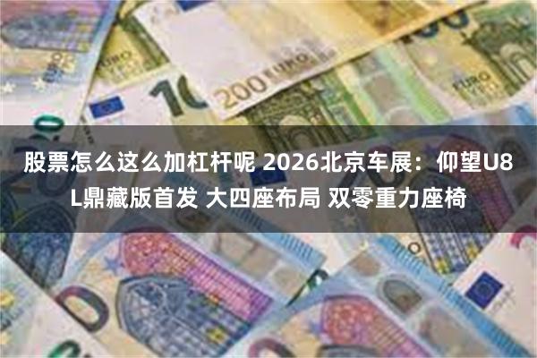 股票怎么这么加杠杆呢 2026北京车展：仰望U8L鼎藏版首发 大四座布局 双零重力座椅