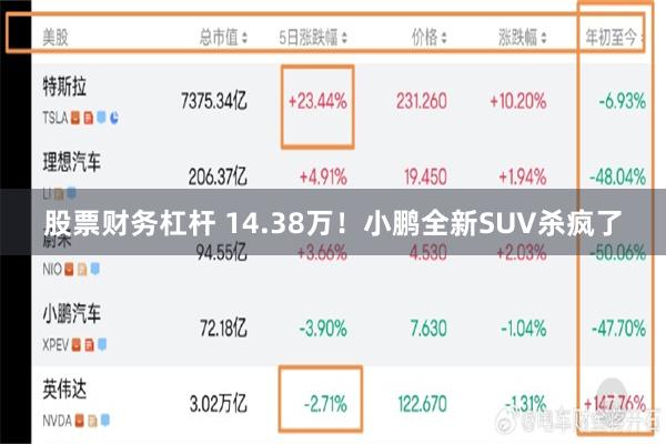 股票财务杠杆 14.38万！小鹏全新SUV杀疯了