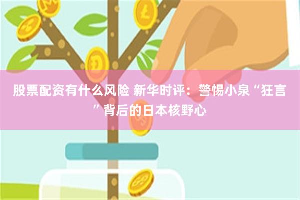 股票配资有什么风险 新华时评：警惕小泉“狂言”背后的日本核野心