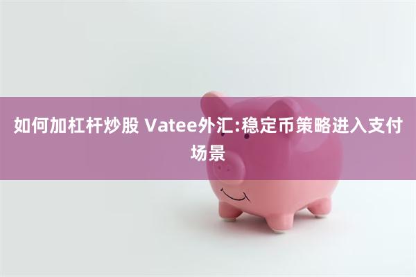如何加杠杆炒股 Vatee外汇:稳定币策略进入支付场景