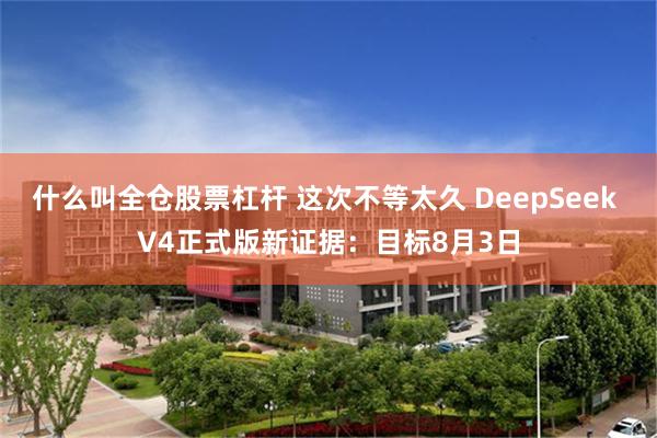 什么叫全仓股票杠杆 这次不等太久 DeepSeek V4正式版新证据：目标8月3日
