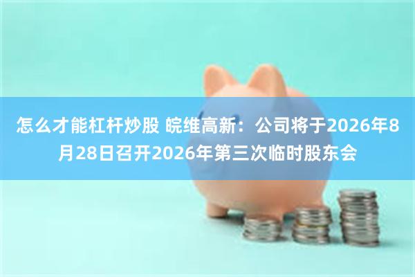 怎么才能杠杆炒股 皖维高新：公司将于2026年8月28日召开2026年第三次临时股东会