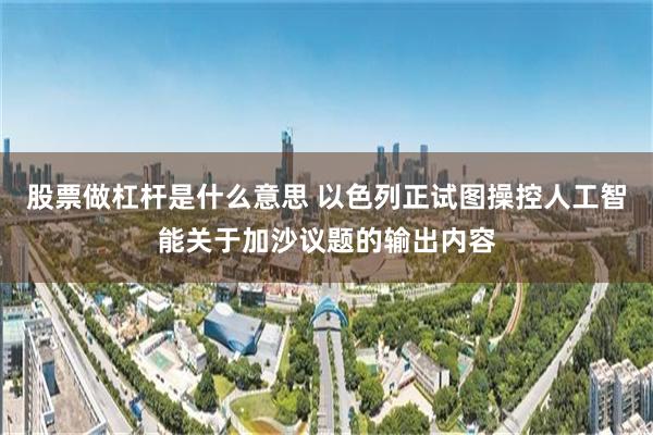 股票做杠杆是什么意思 以色列正试图操控人工智能关于加沙议题的输出内容